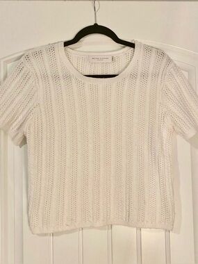 Nectar Clothing White Open-Knit Short Sleeve Sweater Top Size Large